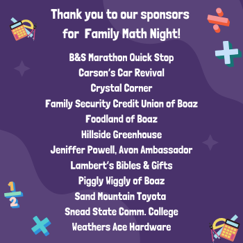 Family Math Night Sponsors